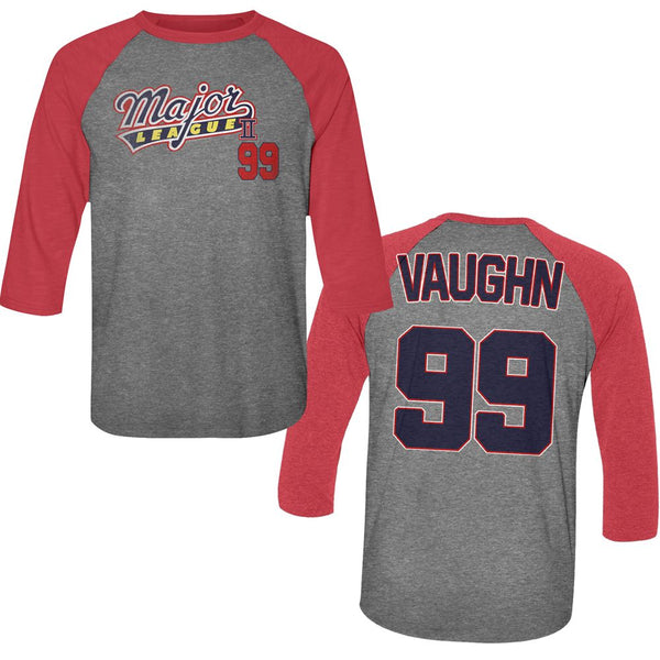 Major League-Vaughn99-Premium Heather/Vintage Red Adult 3/4 Sleeve Raglan - Coastline Mall