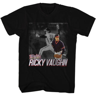 Major League-Ricky Pitching-Black Adult S/S Tshirt - Coastline Mall