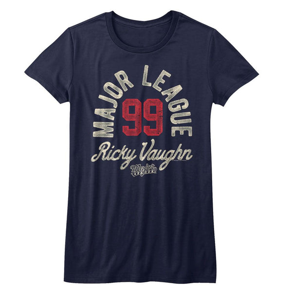 Major League-Ricky Vaughn-Navy Ladies S/S Tshirt - Coastline Mall
