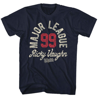 Major League-Ricky Vaughn-Navy Adult S/S Tshirt - Coastline Mall
