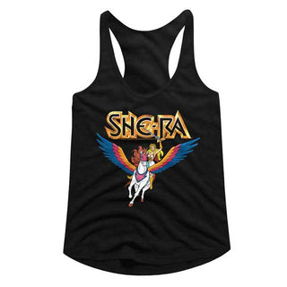 Masters Of The Universe-She Ra & Swiftwind-Black Ladies Racerback - Coastline Mall