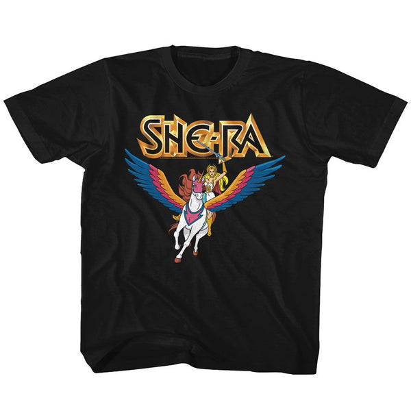 Masters Of The Universe-She Ra & Swiftwind-Black Toddler-Youth S/S Tshirt - Coastline Mall