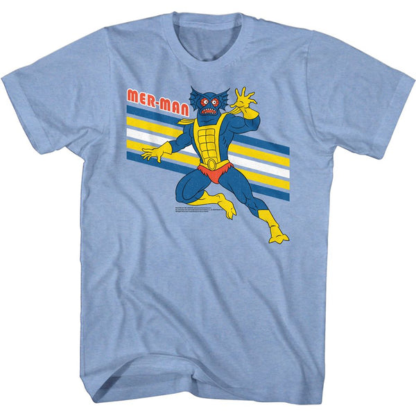 Masters Of The Universe-Mer-Man-Light Blue Heather Adult S/S Tshirt - Coastline Mall