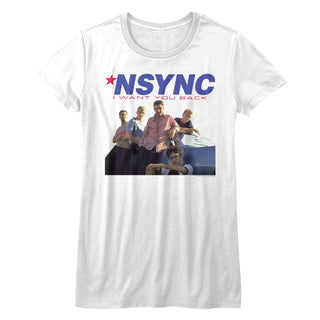 NSYNC-Want You Back-White Ladies S/S Tshirt - Coastline Mall