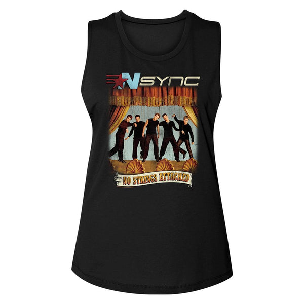 NSYNC-No Strings No Words-Black Ladies Muscle Tank - Coastline Mall