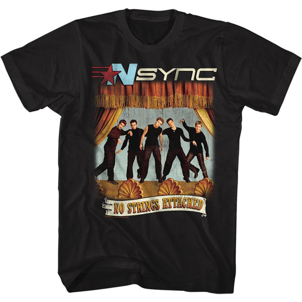 NSYNC-No Strings No Words-Black Adult S/S Tshirt - Coastline Mall