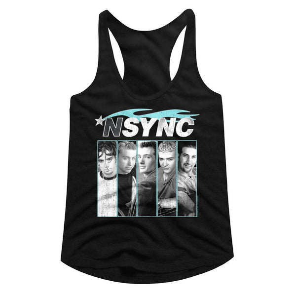 NSYNC-Blue Flame-Black Ladies Racerback - Coastline Mall