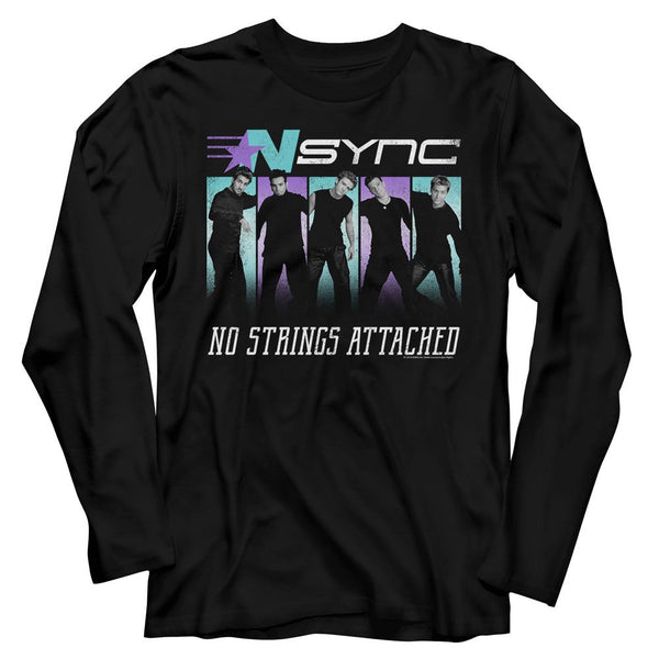 NSYNC - Blue Purple Logo Black Long Sleeve Adult T-Shirt tee - Coastline Mall