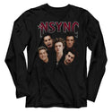 NSYNC - Group Shot Logo Black Long Sleeve Adult T-Shirt tee - Coastline Mall