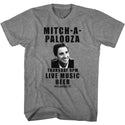Old School Mitch-A-Palooza Logo Graphite Heather Adult Short Sleeve T-Shirt tee - Coastline Mall