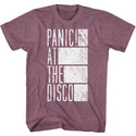 Panic At The Disco - Box Light Logo Maroon Heather Short Sleeve Adult T-Shirt tee Officially Licensed Clothing and Apparel from Coastline Mall