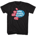 Pez-Who Wants Candy-Black Adult S/S Tshirt - Coastline Mall