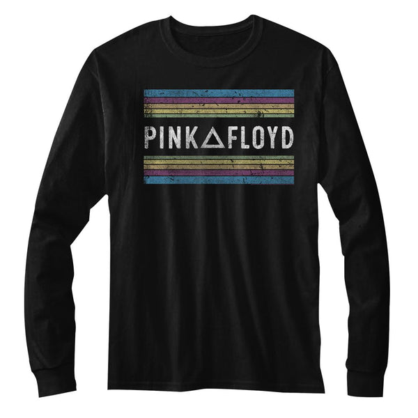 Pink Floyd - Pink Floyd Rainbows Logo Black Long Sleeve Adult T-Shirt tee - Coastline Mall