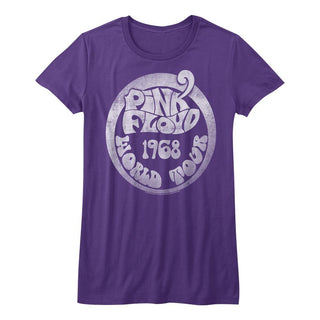 Pink Floyd-1968 World Tour-Purple Juniors S/S Tshirt - Coastline Mall