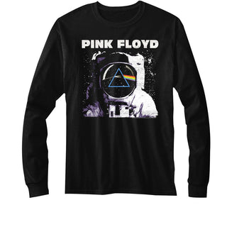 Pink Floyd - Moon Logo Black Long Sleeve Adult T-Shirt tee - Coastline Mall