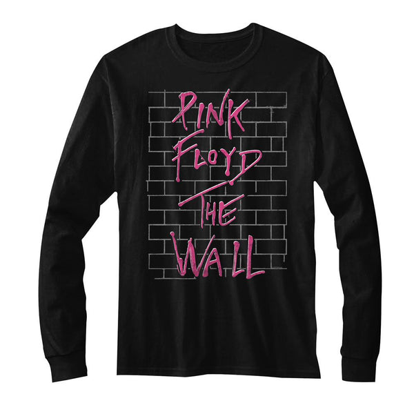 Pink Floyd - Pink Floyd The Wall Logo Black Long Sleeve Adult T-Shirt tee - Coastline Mall
