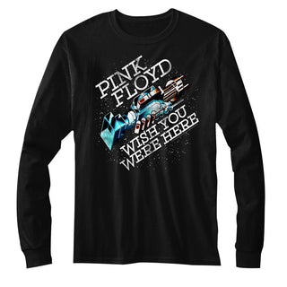 Pink Floyd - WYWH In Space Logo Black Long Sleeve Adult T-Shirt tee - Coastline Mall