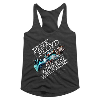 Pink Floyd-Wywh In Space-Dark Gray Heather Ladies Racerback - Coastline Mall