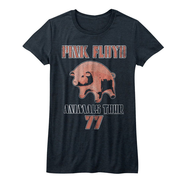 Pink Floyd-Tour 77-Navy Heather Ladies S/S Tshirt - Coastline Mall