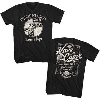 Pink Floyd - Have A Cigar Logo Black Front and Back Print Adult Short Sleeve T-Shirt tee - Coastline Mall