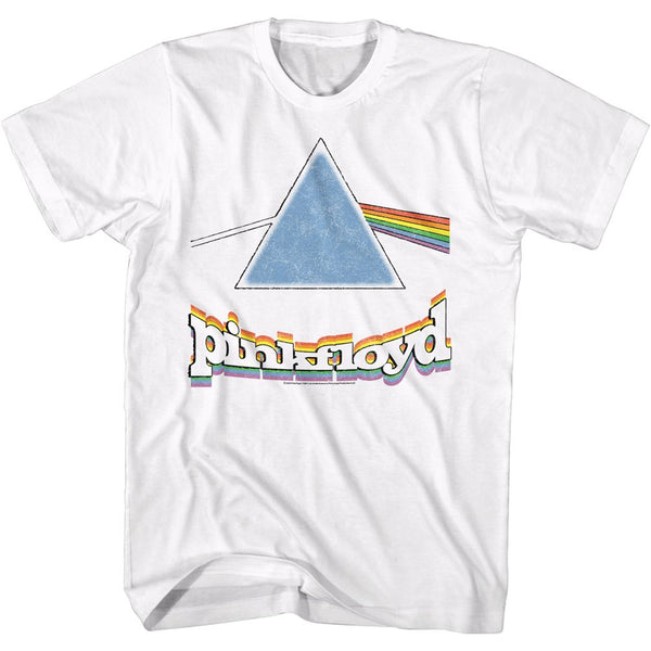 Pink Floyd-Rainbow Prism W/Logo-White Adult S/S Tshirt - Coastline Mall