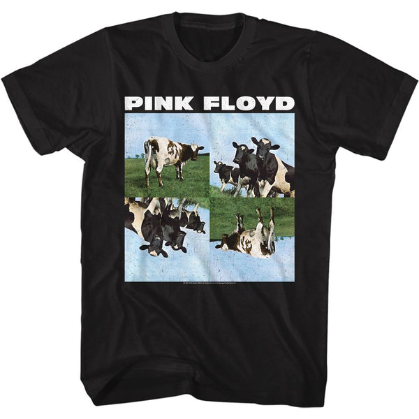 Pink Floyd - Cows Logo Black Adult Short Sleeve T-Shirt tee - Coastline Mall