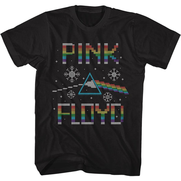 Pink Floyd - PF Christmas Logo Black Short Sleeve Adult T-Shirt tee - Coastline Mall