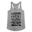 Poison-Skull Snake Lightning-Gray Heather Ladies Racerback - Coastline Mall