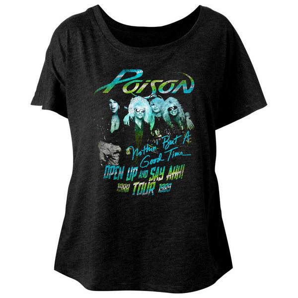 Poison-Tour Shirt-Vintage Black Ladies S/S Dolman - Coastline Mall