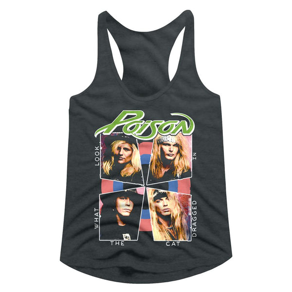 Poison-Cat Dragged In-Dark Gray Heather Ladies Racerback - Coastline Mall