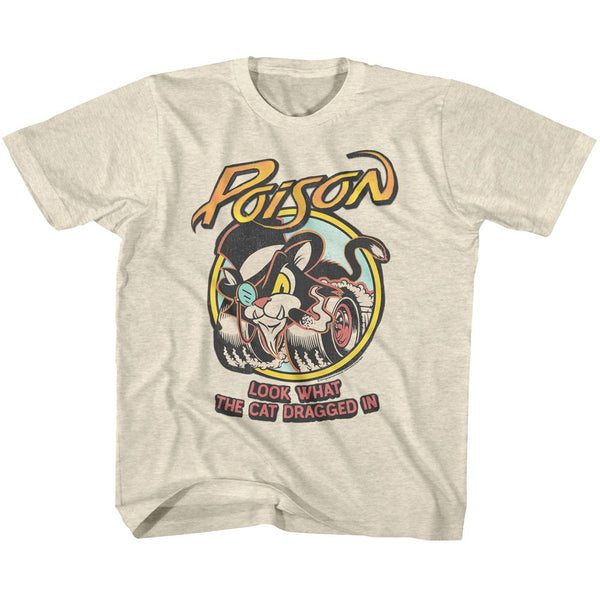Poison - Look What the Cat Dragged In Logo Natural Heather Short Sleeve Toddler-Youth T-Shirt tee - Coastline Mall
