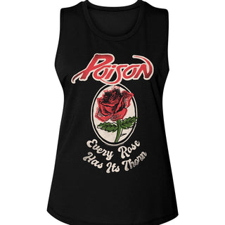 Poison - Every Rose has Its Thorn Logo Black Ladies Muscle Tank T-Shirt tee  - Coastline Mall