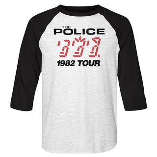 The Police-1982 Tour-White Heather/Vintage Black Adult 3/4 Sleeve Raglan - Coastline Mall