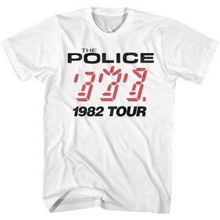 The Police-1982 Tour-White Adult S/S Tshirt - Coastline Mall