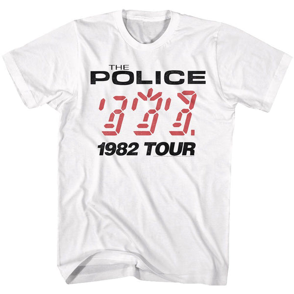 The Police-1982 Tour-White Adult S/S Tshirt - Coastline Mall
