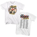 The Police-79 World Tour-White Adult S/S Front-Back Print Tshirt - Coastline Mall