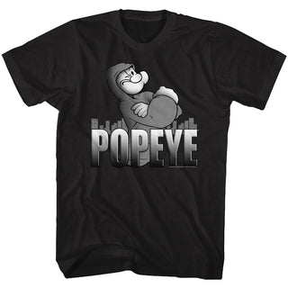 Popeye - Hoodie Popeye Logo Black Adult Short Sleeve T-Shirt tee - Coastline Mall