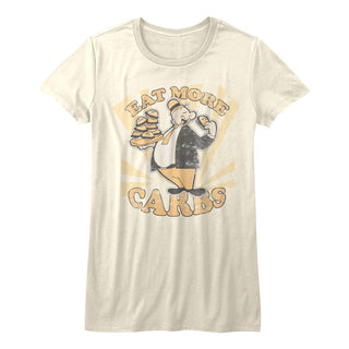Popeye-Eat More Carbs-Vintage White Ladies S/S Tshirt - Coastline Mall