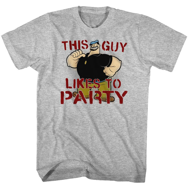 Popeye-Partee-Gray Heather Adult S/S Tshirt - Coastline Mall