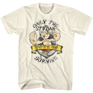 Popeye-Only The Strong-Natural Adult S/S Tshirt - Coastline Mall
