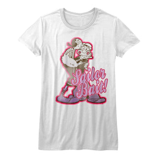 Popeye-Sailor Bait-White Ladies S/S Tshirt - Coastline Mall
