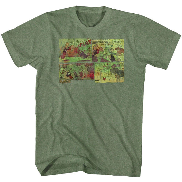 Popeye-Fightin Around The World-Military Green Adult S/S Tshirt - Coastline Mall