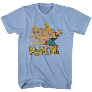 Popeye-Fightin Popeye-Light Blue Heather Adult S/S Tshirt - Coastline Mall