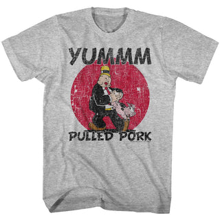 Popeye-Pulled Pork-Gray Heather Adult S/S Tshirt - Coastline Mall