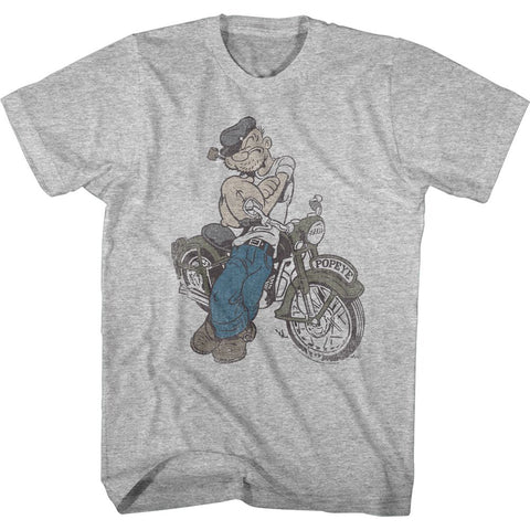 Popeye-Cycle-Gray Heather Adult S/S Tshirt - Coastline Mall
