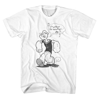 Popeye-Sailorman-White Adult S/S Tshirt - Coastline Mall