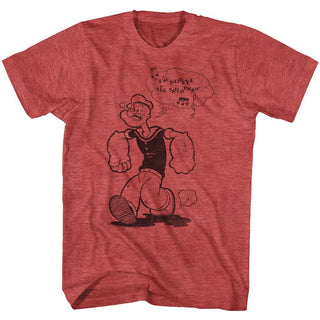 Popeye-Sailorman-Red Heather Adult S/S Tshirt - Coastline Mall