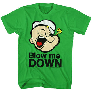 Popeye-Blow Me Down-Kelly Adult S/S Tshirt - Coastline Mall