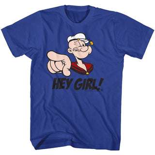 Popeye-Hey Girl-Royal Adult S/S Tshirt - Coastline Mall