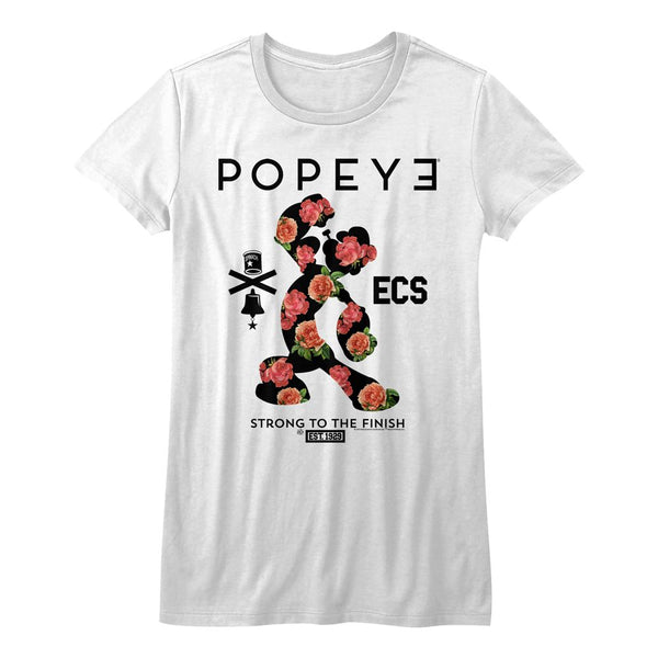 Popeye-Flowerman-White Ladies S/S Tshirt - Coastline Mall